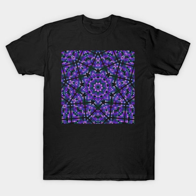 Star Burst Kaleidoscope | Nonagon Blue Green Pink T-Shirt by aRtVerse